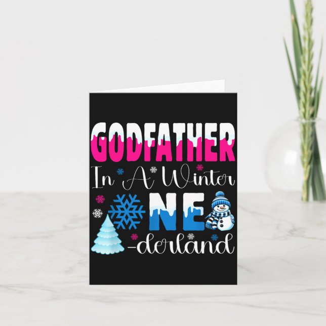 Godfather In A Winter Onederland Bday Girl Sweet S Card (Front)