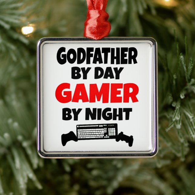 Godfather Loves Playing Video Games Metal Ornament (Tree)