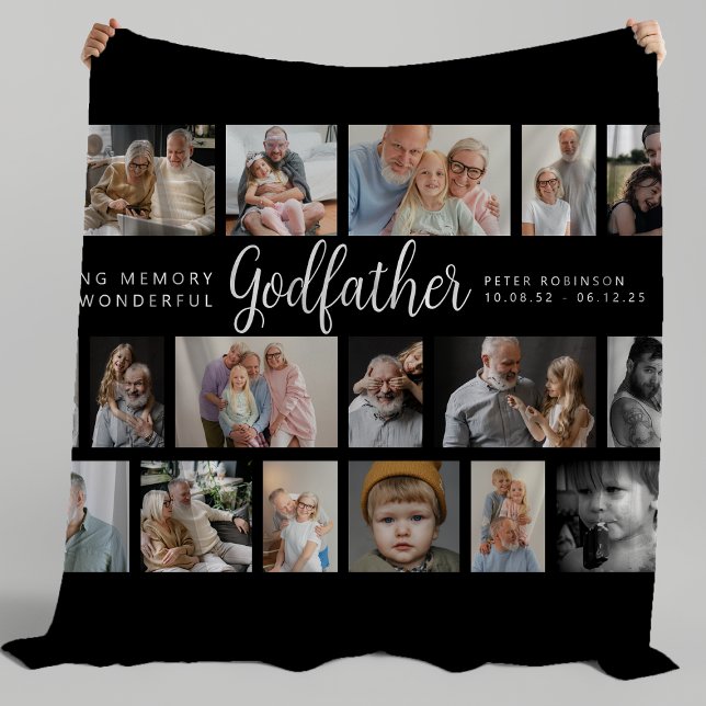 Godfather Memorial 18 Photo Collage Fleece Blanket (Creator Uploaded)