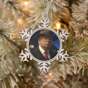 Godfather of America Don J. Trump  Snowflake Pewter Christmas Ornament
