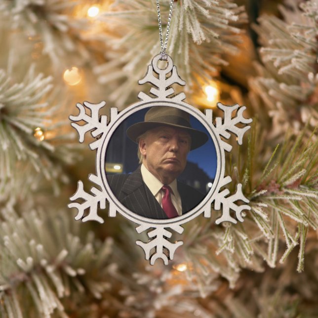 Godfather of America Don J. Trump  Snowflake Pewter Christmas Ornament (Tree)
