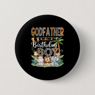 Godfather Of The Birthday Boy Jungle Safari Animal 6 Cm Round Badge