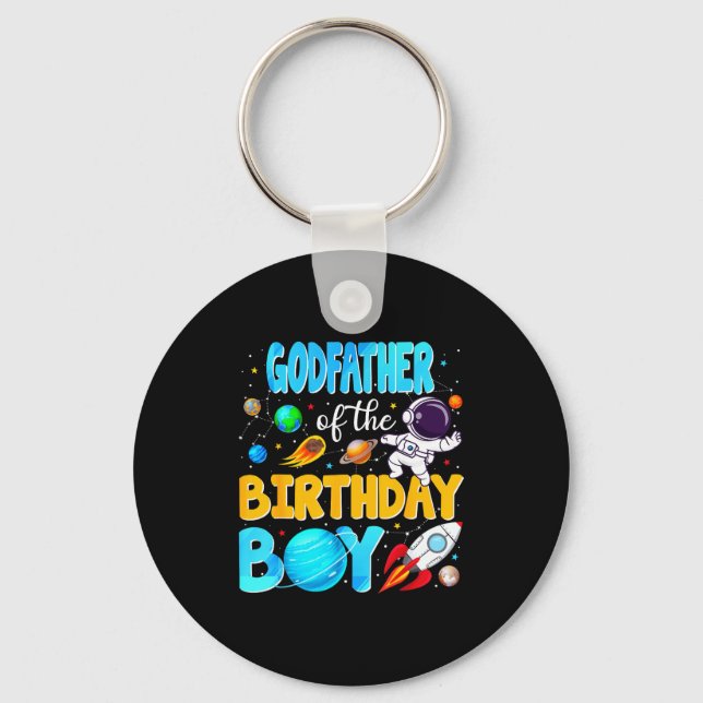 Godfather Of The Birthday Boy Space Astronaut 1st  Key Ring (Front)