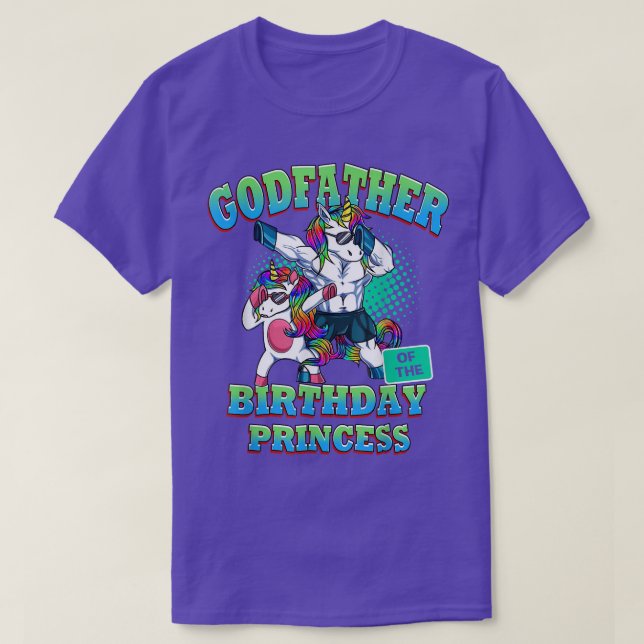 Godfather of the Birthday Princess Dabbing Unicorn T-Shirt (Design Front)