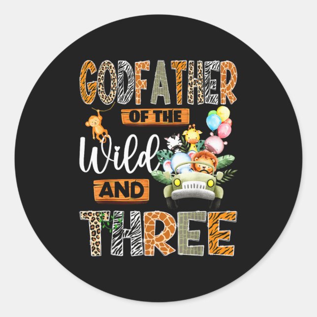 Godfather Of The Wild &amp; Three 3rd Birthday Boy Classic Round Sticker (Front)
