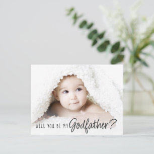 Godfather Proposal Simple Classic Script 2 Photo Postcard
