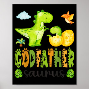 Godfather Saurus T-Rex Dinosaur Matching Fathers Poster