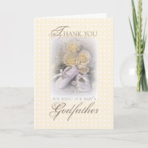 Godfather Thank You with Baby Shoes & Yellow Rose