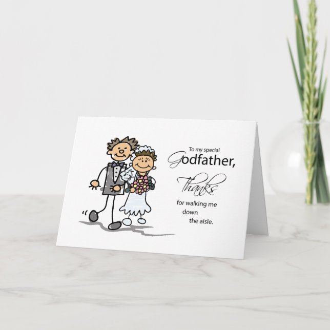 Godfather, Thanks for Walking Me Down the Aisle Thank You Card (Front)