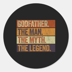 Godfather The Man The Myth The Legend Funny Retro Classic Round Sticker