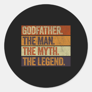 Godfather The Man The Myth The Legend Funny Retro  Classic Round Sticker