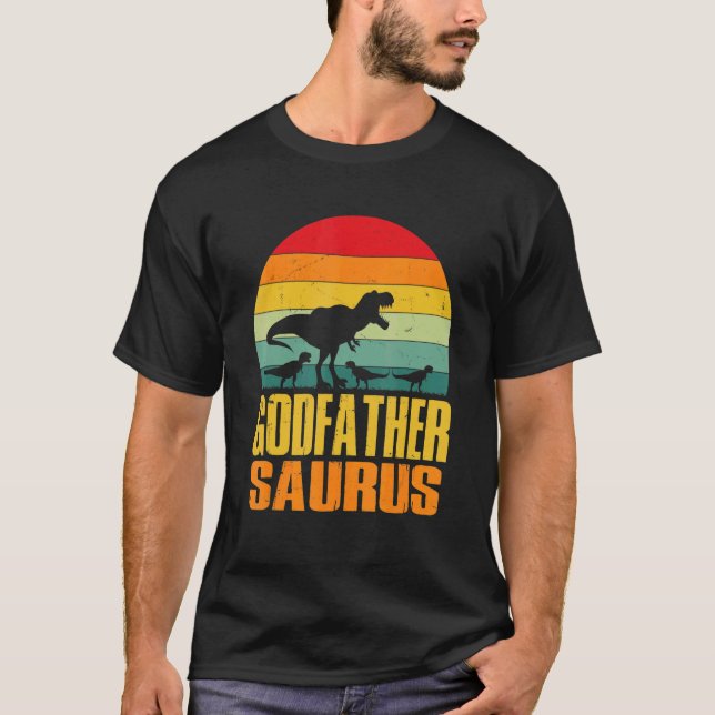 Godfathersaurus Rex Dinosaur Godfather Saurus Fami T-Shirt (Front)