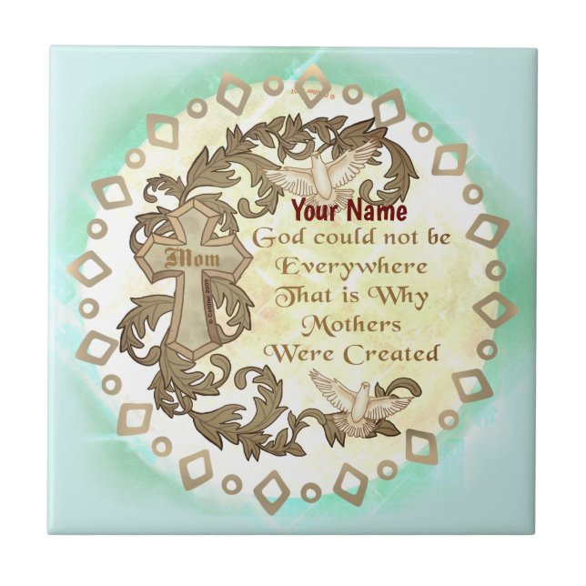 Godly Christian Mum  Ceramic Tile (Front)