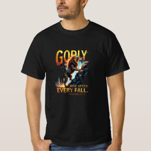 Godly Rise - Lion Climbing Rock (Proverbs 24:16) T-Shirt
