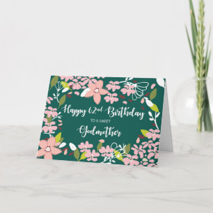 Godmother 62nd Birthday Green Flowers Card