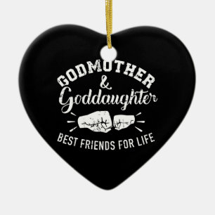 Godmother and goddaughter friends for life ceramic ornament