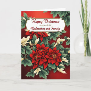 Godmother and her Family Christmas Poinsettias Holiday Card