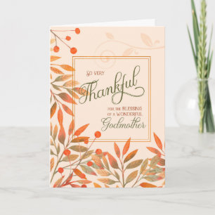 Godmother Autumn Harvest Leaves Thanksgiving Holiday Card