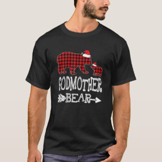 Godmother Bear Christmas Pajama Red Plaid Buffalo T-Shirt