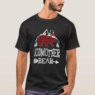 Godmother Bear Christmas Pajama Red Plaid Buffalo T-Shirt