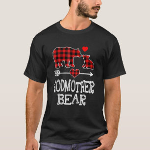 Godmother Bear Christmas Pajama Red Plaid Buffalo  T-Shirt