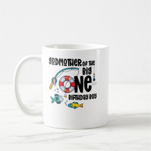 Godmother Big One 1-Year-Old Boy Fishing Birthday Coffee Mug