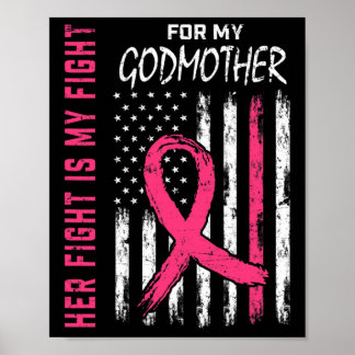 Godmother Breast Cancer Awareness Flag Family Figh Poster