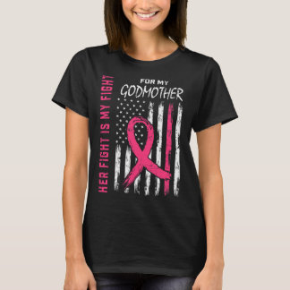 Godmother Breast Cancer Awareness Flag Family Figh T-Shirt