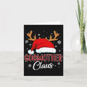 Godmother Claus Santa Christmas Red Plaid Matching Card