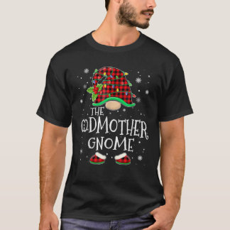 Godmother Gnome Red Plaid Matching Family Christma T-Shirt