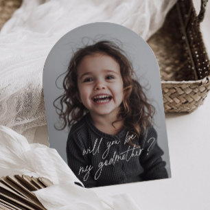 Godmother Handwritten Proposal Photo Arch  Invitation