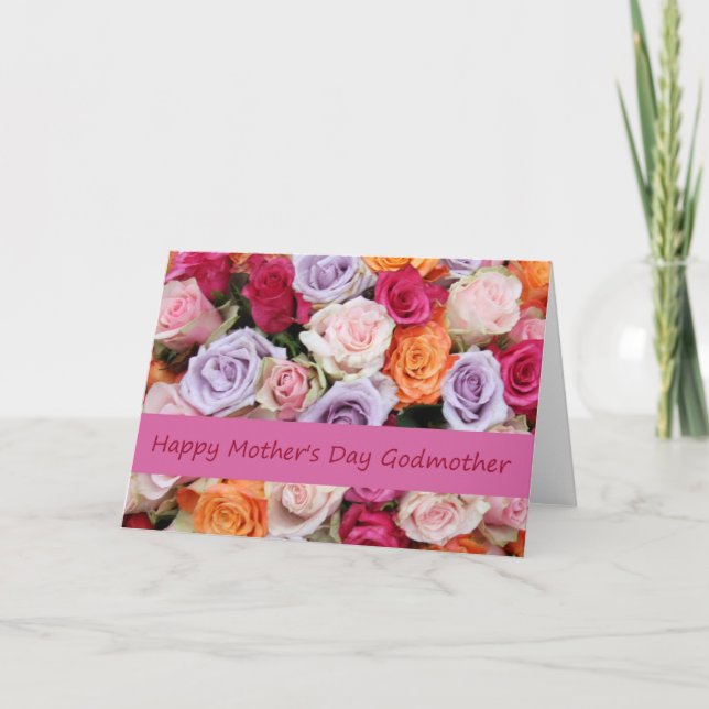 Godmother    Happy Mother's Day rose card (Front)