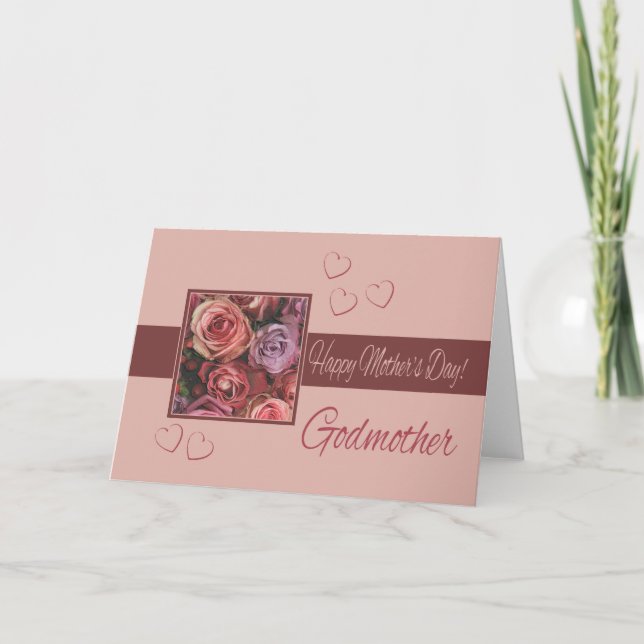Godmother    Happy Mother's Day rose card (Front)