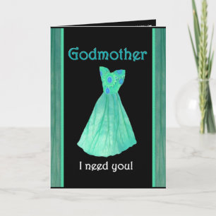 GODMOTHER Maid of Honour with Mint Green Gown Invitation