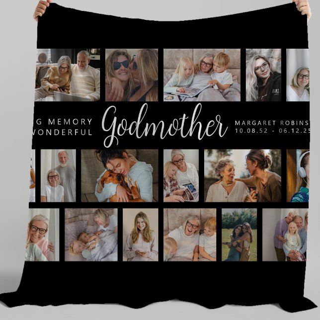 Godmother Memorial 18 Photo Collage Fleece Blanket (Creator Uploaded)