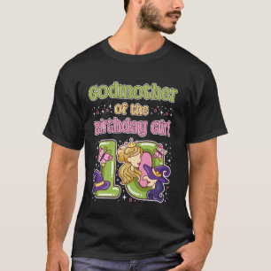 Godmother of Birthday Girl Pink Green Princess 10t T-Shirt