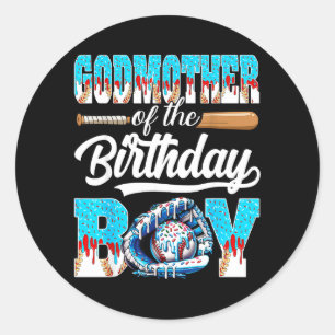 Godmother of The Birthday Boy Baseball Ice Cream Classic Round Sticker