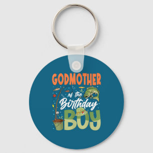 Godmother of the birthday boy fishing family bday key ring