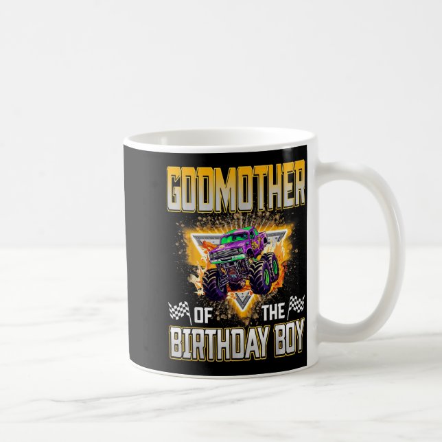 Godmother Of The Birthday Boy Monster Truck Birthd Coffee Mug (Right)