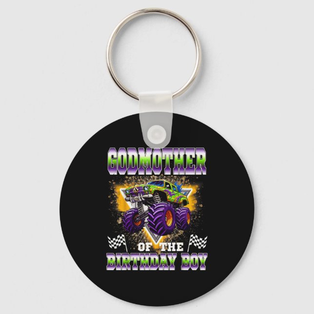 Godmother Of The Birthday Boy Monster Truck Birthd Key Ring (Front)