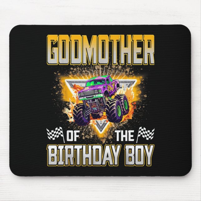 Godmother Of The Birthday Boy Monster Truck Birthd Mouse Pad (Front)