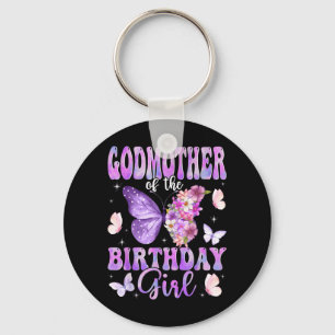 Godmother of The Birthday Girl Butterfly Family Key Ring