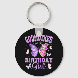 Godmother of The Birthday Girl Butterfly Party Key Ring
