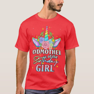 Godmother of the Birthday Girl Unicorn Rainbow Mat T-Shirt