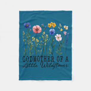 Godmother of the little wildflower baby birthday fleece blanket