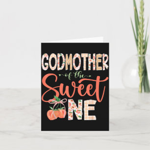 Godmother of The Sweet One Peach 1st Birthday Girl Card