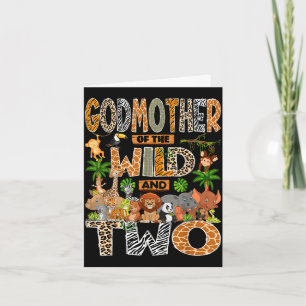 Godmother of the wild & two 2nd birthday boy card