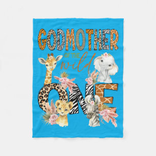 Godmother Of The Wild One 1st Birthday Boy Safari Fleece Blanket