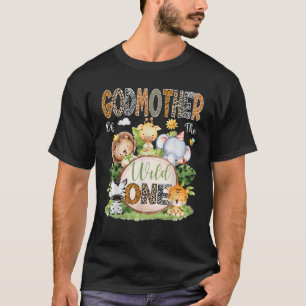 GodMother Of The Wild One 1St Birthday Kids Safari T-Shirt