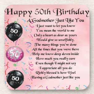 Godmother poem - 50th Birthday Design Coaster